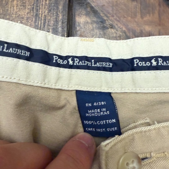 Polo Chino Ralph Lauren Mens 36x30 Khaki Cotton Pleated Pants Trousers, classic - Picture 4 of 8